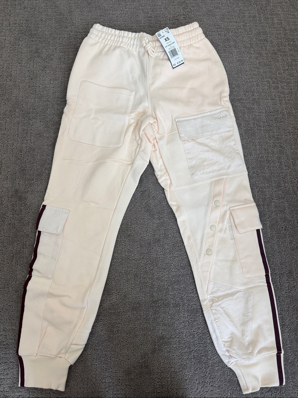 Ivy Park x Adidas Cargo Sweatpants Cream/Burgundy